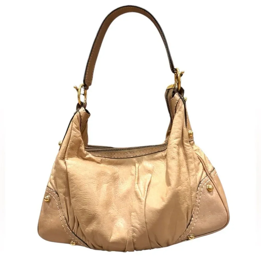 GUCCI Light Brown Jockey Hobo Shoulder Bag Auth